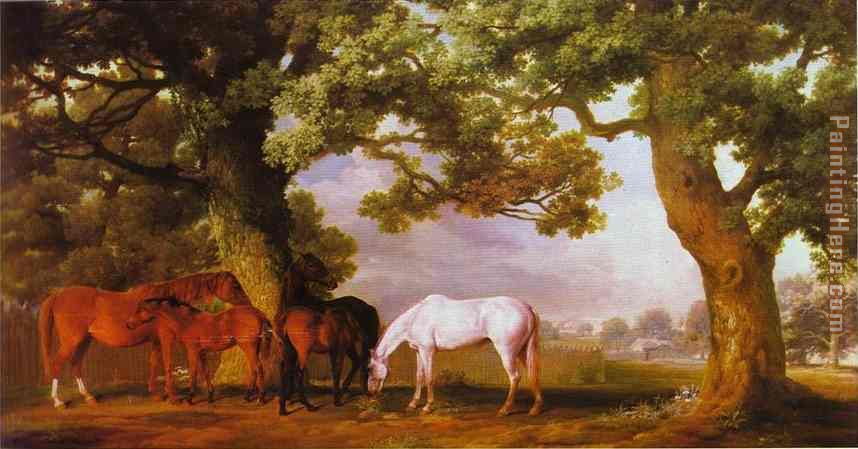 Mares and Foals in a Wooded Landscape painting - George Stubbs Mares and Foals in a Wooded Landscape art painting
